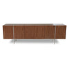 95" Walnut Veneer Credenza with Polished Stainless Legs