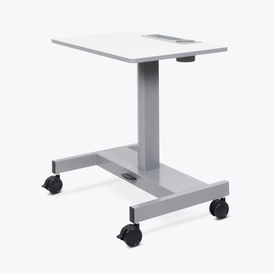 29" White Workstation or Office Desk w/ Wheels & Pneumatic Height Adjustment