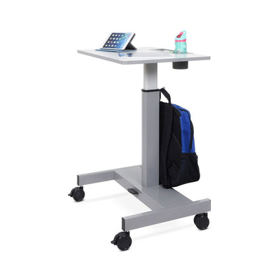 29" White Workstation or Office Desk w/ Wheels & Pneumatic Height Adjustment