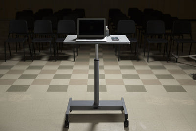 29" White Workstation or Office Desk w/ Wheels & Pneumatic Height Adjustment