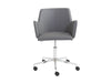 Contemporary Gray Office Chair with Unique Arms & Chrome Base