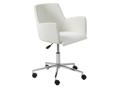 Contemporary White Office Chair with Unique Arms & Chrome Base