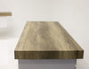 78" Rustic Brown Oak & White Lacquer Credenza with Glass Legs