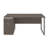 66" Bark Gray & White Executive Desk with Pedestal