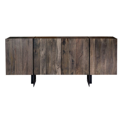 64" Solid Mango Wood & Iron Modern Storage Credenza