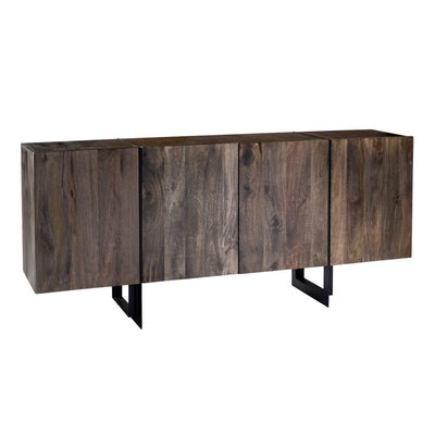 64" Solid Mango Wood & Iron Modern Storage Credenza