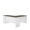 White & Walnut Gray Modern L-shaped Desk