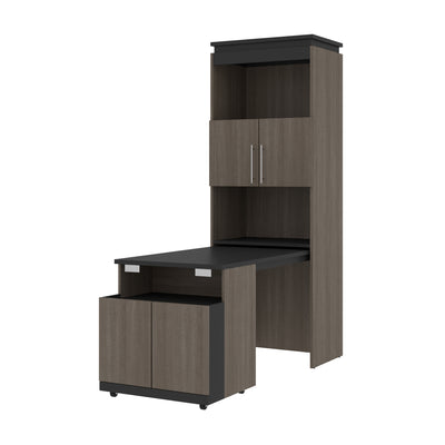 30" Collapsable Desk with Hutch in Bark Gray/Graphite