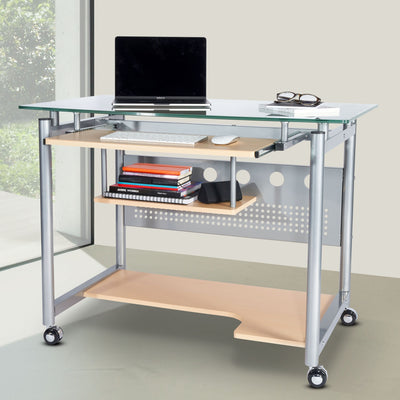 40" Maple & Silver Rolling Workstation