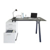 60" White & Glass Desk with Built-in File