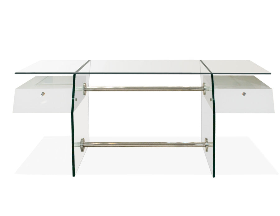 Sharelle Furnishings Vitra White Lacquer Glass Desk