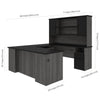 Bark Gray & Black Modern U-shaped Desk with Hutch