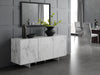 59" White Marbled Glass Credenza