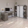 66" Desk with Included Cabinets in Bark Gray and White