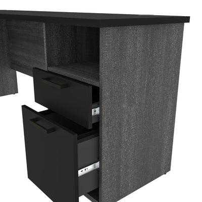 Bark Gray & Black Modern L-shaped Desk