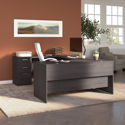 65" Charcoal Maple U-Shaped Desk