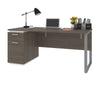 66" Bark Gray & White Executive Desk with Pedestal
