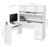 60" L-Shaped Desk with Hutch and Extra Storage in White
