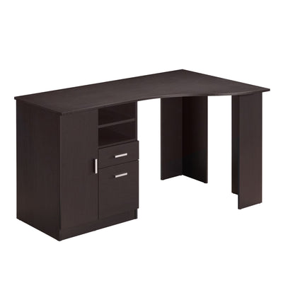 51" Espresso Corner Desk with Large Cabinet