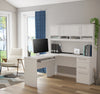 60" L-Shaped Desk with Hutch and Extra Storage in White