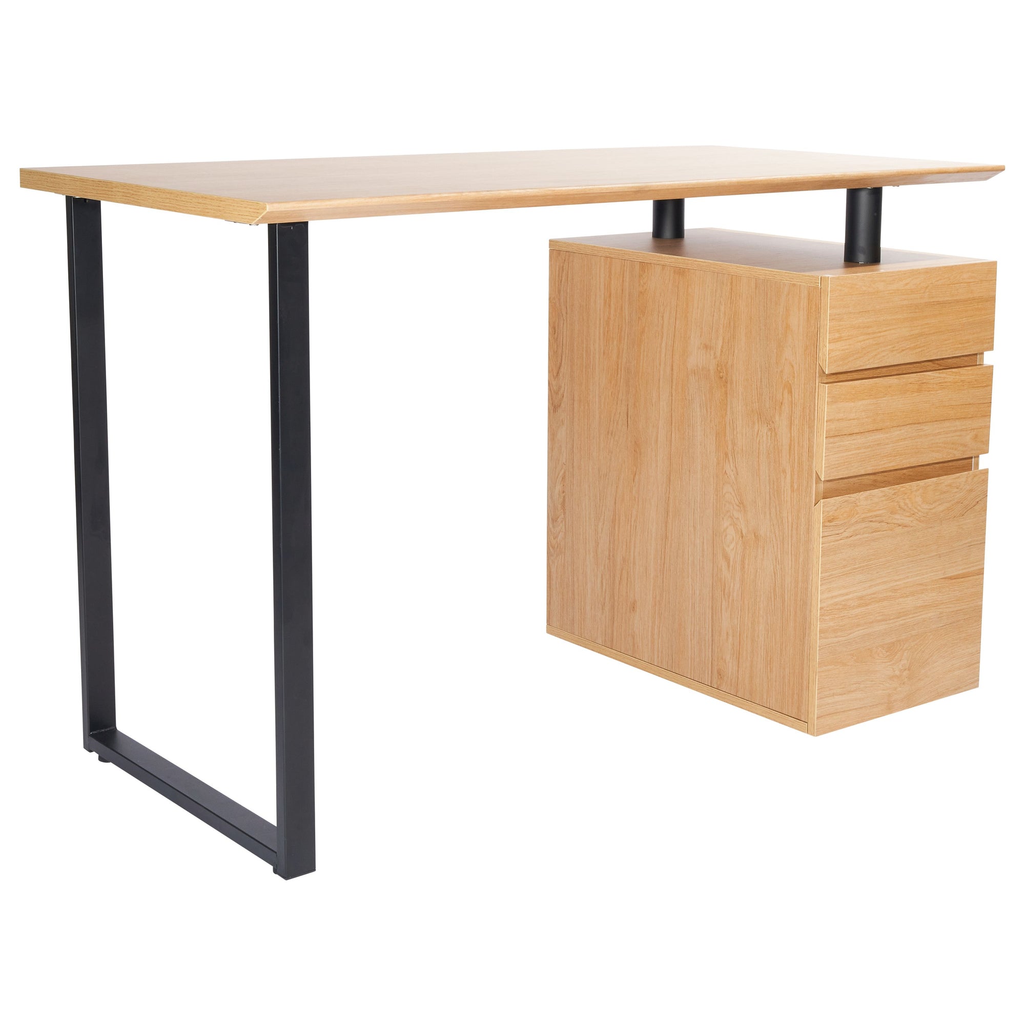 47" Pine Desk with Built-in Cabinet
