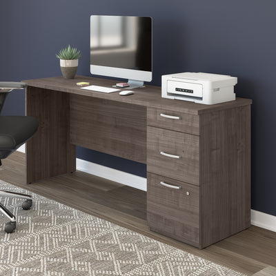 65" Gray Maple Desk with Three Drawers