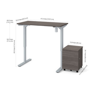 2-Piece Set - 48" Programmable Desk and Mobile File Cabinet in Bark Gray