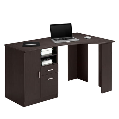 51" Espresso Corner Desk with Large Cabinet