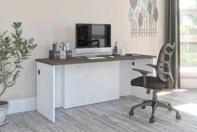 71" White & Walnut Gray Premium Executive Desk