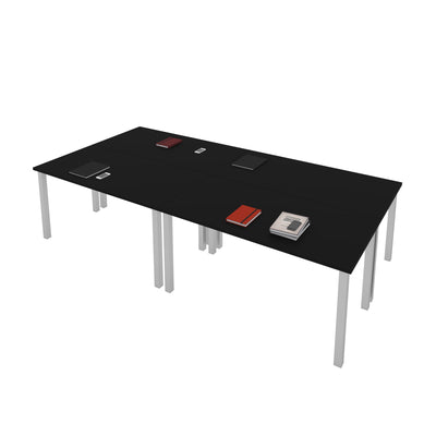 Set of 4 60" Black Desks with Metal Legs