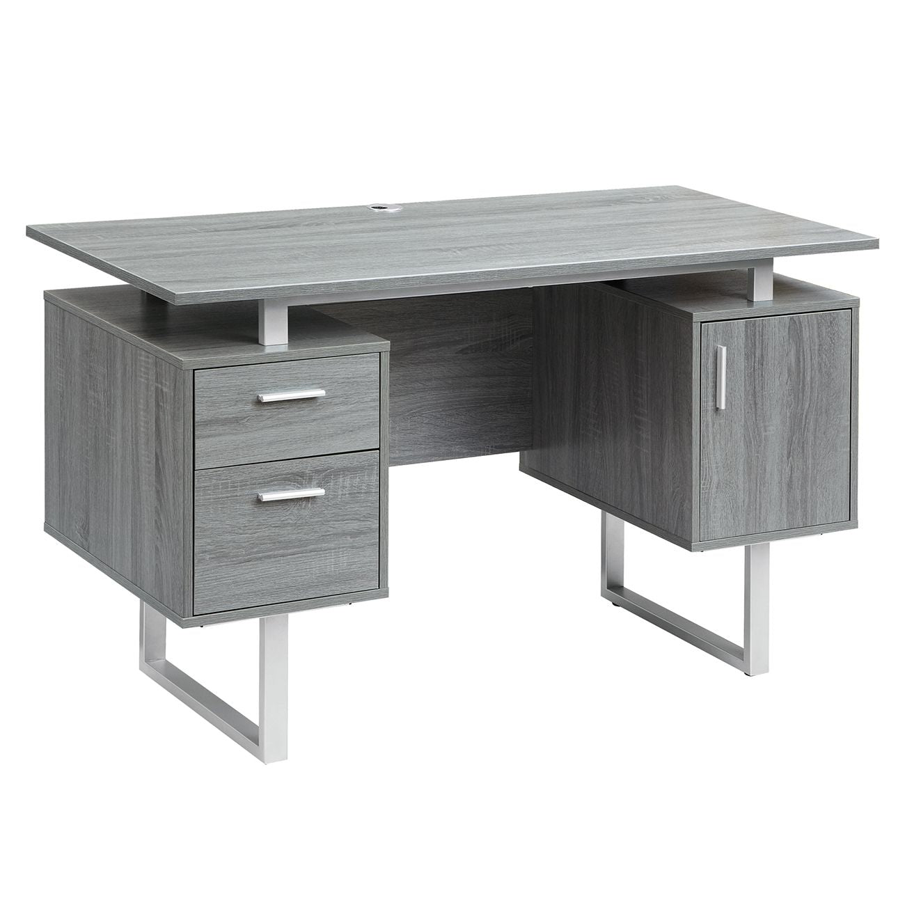 51" Gray Woodgrain Floating Compact Desk